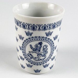 Vintage Svea Rorstrand Sweden Miniature White Heraldic Rampant Lion Crown Vase